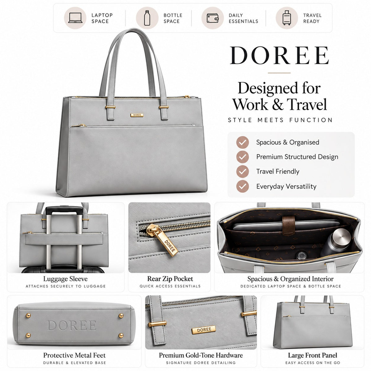 DOREE Work & Travel Laptop Tote for Women